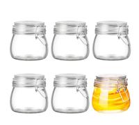 MEETOZ Clip Top Glass Jars - 500ml - 6 Pack,Clear Airtight Glass Storage,Reusable Mason Jar with,Perfect for Dry Food, Coffee Beans & Tea Bags | Kitchen Preserving & Spice Containers