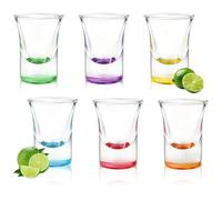 MEETOZ Coloured Shot Glasses, 35 Ml Heavy Base Set of 6, Stackable Coloured Shot Glass Set for Vodka, for Whisky, Shots, Tequila, Bars Party, Camping Party