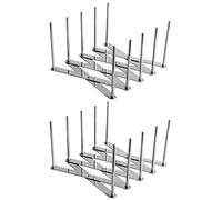 MEETOZ Dish Plate Drying Rack, Pot Lid Holder, Adjustable Pot Lid Organizer, Kitchen Cabinet Pantry Pan and Pot Lid Organizer Rack Holder (2Pcs)