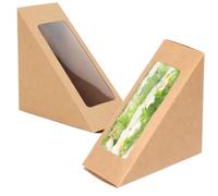 MEETOZ Disposable Cake Box with Window - Small Sandwich Wedge & Deep Fill Triangle Containers