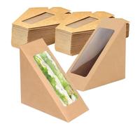MEETOZ Disposable Sandwich Paper Cake Box, Small Sandwich Wedge Box, Deep Fill Sandwich Triangles Box,Triangle Cupcake Containers with Window