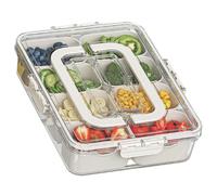 MEETOZ Divided Serving Tray with Lid & Handle, 8 Compartments Portable Snackle Box Container for Fruit, Portable Food Storage Container, for Reusable Appetizer Organizer for Veggie, Candy,Fruit,Nut