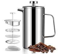 MEETOZ French Press,350ml Cup Double Walled Insulated Coffee Press,Stainless Steel Plunger Coffee & Tea Maker, for Ground Coffee at Home Travel Large Caffettiera Gift Set Silvery