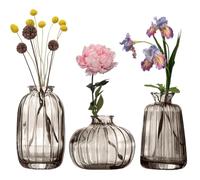 MEETOZ Glass Bud Vase Set of 3- Small Vases for Flowers, Home Table Flower Decor, for Office or Wedding Events