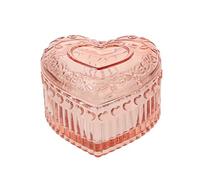 MEETOZ Glass Heart Shape Jewelry Box With Lid - Women's Small Covered Trinket Storage Organizer, Treasure Chest Keepsake Gift for Women and Girls