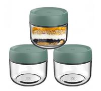 MEETOZ Glass Jars with Lids,Overnight Oats Containers with Screw Lid,Reusable Small Mason jars for Food Spice Fruit Sauce Cereal Snacks Storage (3-Pack 10oz Green)