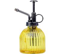MEETOZ Glass Plant Mister Spray Bottle 200ml, Vintage Style Spritzer Bronze Plastic Top Pump One Hand Watering Can Indoor Plant Spray Bottle for Garden, Plants, Cleaning (Yellow)