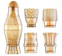 MEETOZ Glass Tumbler Beer Glass Set of 4,Cold Water Kettle 1000ml of 1, Stackable Fish Shaped Glass Cup, for Soda, Juice, Milk, Coke, Beer, Spirits (Fish Shape)