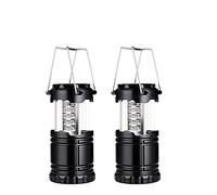 MEETOZ LED Camping Lantern, 2Pcs Portable Lantern, Collapsible Brightness Adjustable LED Light for Power Outages, Home Emergency, Hiking, Hurricane - Black