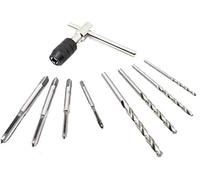 MEETOZ M3-M6 Adjustable T-handle Tap Wrench + 4 pcs M3 M4 M5 M6 Machine Screw Metric Thread Plug Taps Set + 4 pcs Drill Bits Set