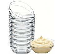 MEETOZ Mini Glass Bowls,10 Pcs 75ml Small Dip Clear Dish Bowl,3in Sauce Dish,for Ice Cream, Jam, Snack, Spices, Creams, Soy, Relish Sauce - Dishwasher Safe