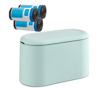 MEETOZ Mini Trash Can with Lid, Desk & Countertop Garbage Can, Tiny Waste Basket, Free 3 Rolls of Light Green Trash Bags