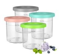 MEETOZ Ninja Creami Containers, 4 Pack 16oz Ice Cream Tubs, Compatible with Ninja Creami NC300UK, Dishwasher Safe