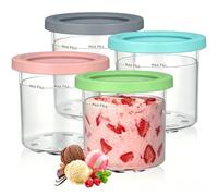 MEETOZ Ninja Creami Containers, 4Pack 16oz Ice Cream Tubs | Ice Cream Containers for Ninja, Creami Accessories Compatible with NC300UK, Dishwasher Safe