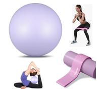 MEETOZ Pilates Ball 25cm Core Ball with Elasticated Strap, Perfect for Yoga Exercise Physiotherapy Core Training Strength, Balance, Stability (Purple)