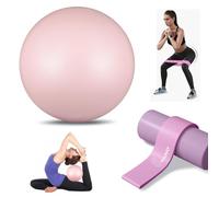MEETOZ Pilates Ball 25cm Core Ball with Elasticated Strap, Perfect for Yoga Exercise Physiotherapy Core Training Strength, Balance, Stability (Pink)