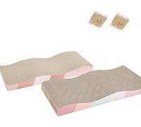 MEETOZ Scratching Board for Indoor Cats With Catnip, Premium Scratch Textures Design, Double-Sided Usability Cardboard Scratcher (2pcs)
