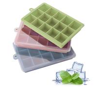 MEETOZ Silicone Ice Cube Tray with Lid, 3 Packs 45 Cubes, Silicone Ice Cube Mold Large Reusable Moulds for Whiskey, Cocktail, Drinks&Baby Food, Freezer, Souper