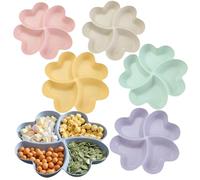 MEETOZ Snack Tray, 6 PCS Multi-Purpose Compartment Tray Trays with 4 Sections, Serving Platter, Reusable Plastic Trays and Platters for Parties, for Family Restaurant,Fruit,Candy,Desserts,Nuts