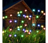 MEETOZ Solar Garden Lights Outdoor, 60 LED Solar Firefly Lights, Swaying Lights Waterproof, Garden Decor for Yard Patio Pathway Lawn, Gardening Gifts for Women Christmas Decoration (Multi-Colored)