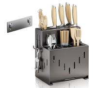 MEETOZ Utensil Holder, Stainless Steel Cutlery Drainer Sink Caddy, With knife holder Cutlery Drainer, Space-Saving Countertop Holder, for Chopsticks, Spoons, Knives and Forks