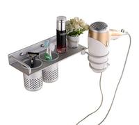MEETOZ Wall Mount Hair Dryer Hanging Rack Organizer - Bathroom Storage Basket for Hair Dryer, Flat Iron, Curling Wand, Hair Straightener, Brushes - Holds Hot Tools (White)