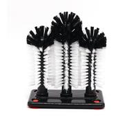MEETOZ Water Bottle Cleaning Brush Glass Cup Washer with Suction Base 3 Head Bristle Brush for Beer Cup, Long Leg Cup, Red Wine Glass & More Bar Kitchen Sink Home Tools