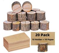 MEETOZ Wood Place Card Holders,10 Set Wooden Place Card Holders,10Pcs Wooden Table Number Holders and 10 Pcs Kraft Table Place Cards,for Christmas, Birthdays, Wedding Party Decoration
