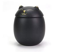 MEETPET Urne for Katzen, Hunde, Größe 8,1 x 7,4 cm and 12 x 10,7 cm. Eine Smiley-Katzen-Urne mit Gedenkkarte. Katzenurnen for Asche for Ihr Haustier (12 cu/in, schwarz)