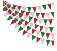 Meetppy 3 Pack Strawberry Party Decorations Red Pink Green Double Sided Paper Glitter Pennant Banner Paper Triangle Flags Bunting Hanging Decoration for Birthday Party