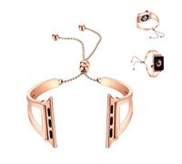 MeetRade Bracelet Band Classy Stainless Steel Replacement Bands Strap with Case Compatible With i-watch A-pple Watch 44mm, 316 Metal Wristbands with Pendant & Tassel For Women Girls (ROSEGOLD)