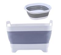 MEETSWEET 2 Foldable Bucket Portable Sinks - Foldable Cutlery Drying Racks, Suitable for Camping transactions, RV Essentials, and Outdoor Adventures (Grey)