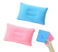MEETTIKEY Inflatable Pillows, Compressible Ultralight, Soft Waterproof Portable Compact Blow Up Pillows for Camping Hiking, Beach, Fishing and Office Provides Ample Space 34 * 22cm (Pink & Sky blue)