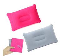 MEETTIKEY Inflatable Pillows, Compressible Ultralight, Soft Waterproof Portable Compact Blow Up Pillows for Camping Hiking, Beach, Fishing and Office Provides Ample Space 34 * 22cm (Gray & Rose red)