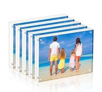 MeetU Acrylic Picture Frame 4x6, Tabletop Frame Magnetic Photo Frame Double Sided Free Standing Desktop for Display Document, Certificate, Photograph, Artwork in Office Room (Pack of 5)