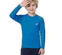 MEETWEE Boy Long/Short Sleeve Rash Vest Guard Kids Swimming Top UV Sun Protection UPF 50+ Quick Drying Blue