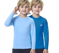 MEETWEE Boy Rash Vest Long Short Sleeve Guard Kids Swimming Shirt Top UPF 50+ UV Sun Protection Quick Drying