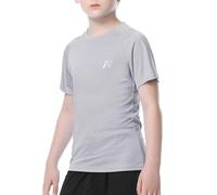 MEETWEE Boy Rash Vest Short Sleeve Swimming Suits Rash Guard Top Sun UV Protection UPF 50+ Swimwear Kid Grey