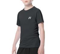 MEETWEE Boy Rash Vest Short Sleeve Swimming Suits Rash Guard Top Sun UV Protection UPF 50+ Swimwear Kid Black