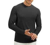 MEETWEE Herren Langarm T-Shirt, Herren Langarm Strickoberteile Feuchtigkeitsableitend Rundhalsshirts Komfort Casual Base Layer Tops Black