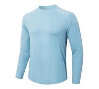 MEETWEE Herren Langarm T-Shirt, Herren Langarm Strickoberteile Feuchtigkeitsableitend Rundhalsshirts Komfort Casual Base Layer Tops Sky Blue