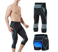 MEETWEE Men’s Cycling 3/4 Tights Pants, Breathable 3D Padded Compression Bike Trousers Cycle Capris Leggings for Cyclist Riding Wear Blue