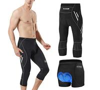 MEETWEE Men’s Cycling 3/4 Tights Pants, Breathable 3D Padded Compression Bike Trousers Cycle Capris Leggings for Cyclist Riding Wear Black