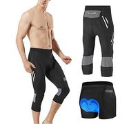 MEETWEE Men’s Cycling 3/4 Tights Pants, Breathable 3D Padded Compression Bike Trousers Cycle Capris Leggings for Cyclist Riding Wear Grey
