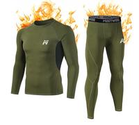 MEETWEE Men’s Thermal Underwear Set, Winter Long Sleeve Base Layer Quick Dry Long Johns Compression Suit for Workout Skiing Running Hiking Green