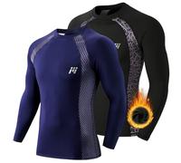 MEETWEE Men’s Thermal Underwear Tops, Thermals Shirts Base Layer Top Compression Long Sleeve Tee-Shirt Sport Fleece Lined T Shirt for Running Workout Skiing