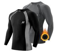 MEETWEE Men’s Thermal Underwear Tops, Thermals Shirts Base Layer Top Compression Long Sleeve Tee-Shirt Sport Fleece Lined T Shirt for Running Workout Skiing