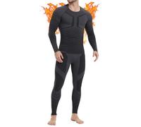 MEETWEE Men Thermal Underwear Sets, Long Sleeve Base Layer Compression Sets, Long John, Tops & Bottom Suit, Quick Dry Winter Skiing Running Grey