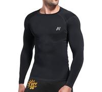 MEETWEE Men UPF50+ Long Sleeve Rash Guard Vest, Compression Shirt Base Skin Layer UV Top Swim Shirt Sun Protection Watersport Surfing Fishing Black