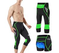 MEETWEE Men's 3/4 Cycling Shorts, Compression Cycling Shorts, Leggings, Cycling Trousers for Men, Elastic, Breathable, 3D Sponge Seat Padding